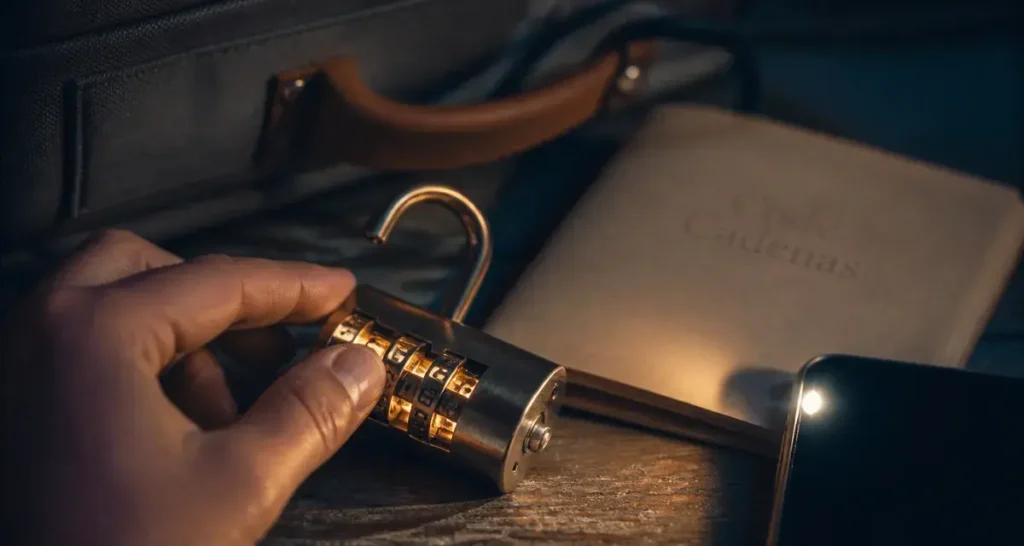 Code cadenas : cadenas à code bloqué, lampe éclaire le mécanisme