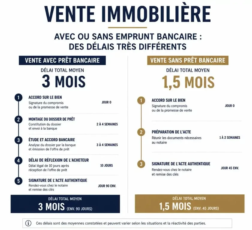 Comparaison des délais entre un compromis de vente avec emprunt et un compromis de vente sans emprunt immobilier