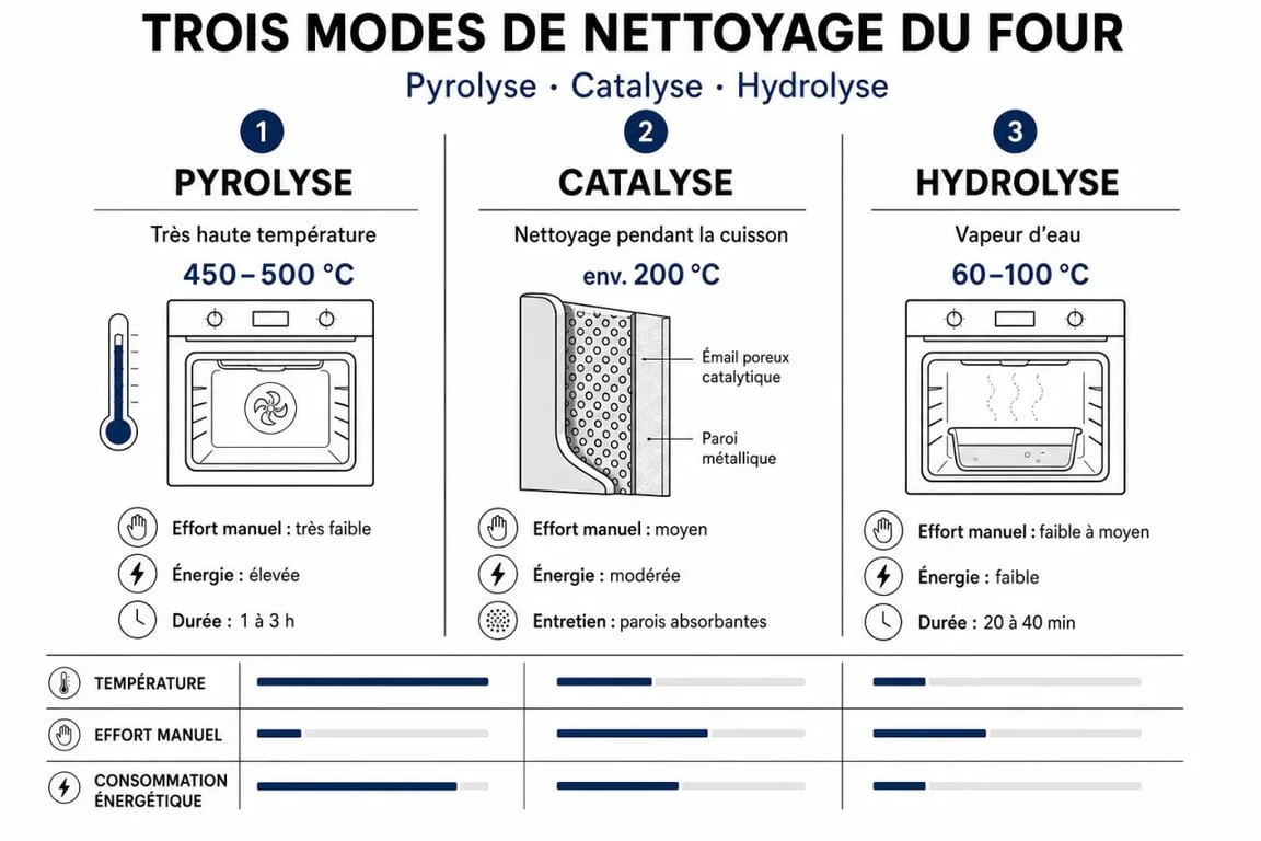 Comparatif des modes de nettoyage de four : pyrolyse, catalyse et hydrolyse pour bien choisir son four