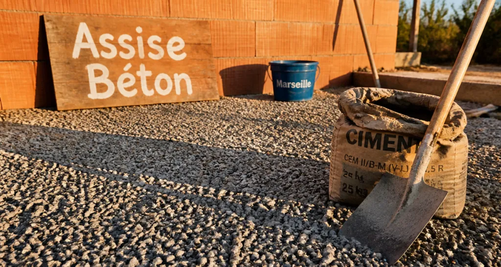 gravier sous dalle compacté chantier béton