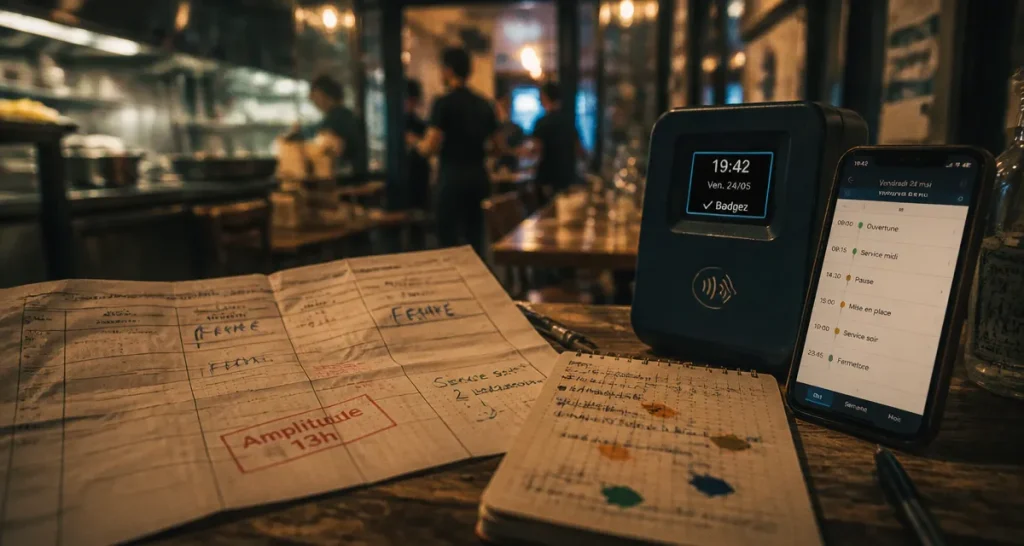 Horaire dans la restauration : planning et badgeuse