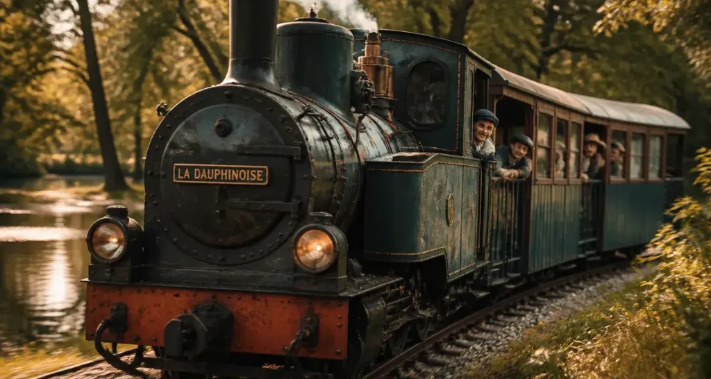 Le petit train du parc de la tête d'or, locomotive La Dauphinoise, balade en famille