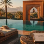 Marrakech plage : piscine à débordement en Palmeraie