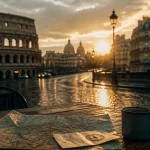 Plus belles capitales d europe : carte de Rome et Paris, ambiance voyage