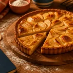 Recette sucrée avec pâte brisée : tarte normande aux pommes dorées