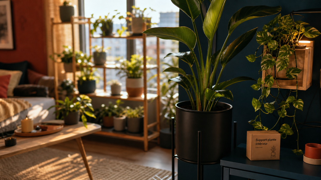 Support plante intérieur : stabilité anti-chute des pots