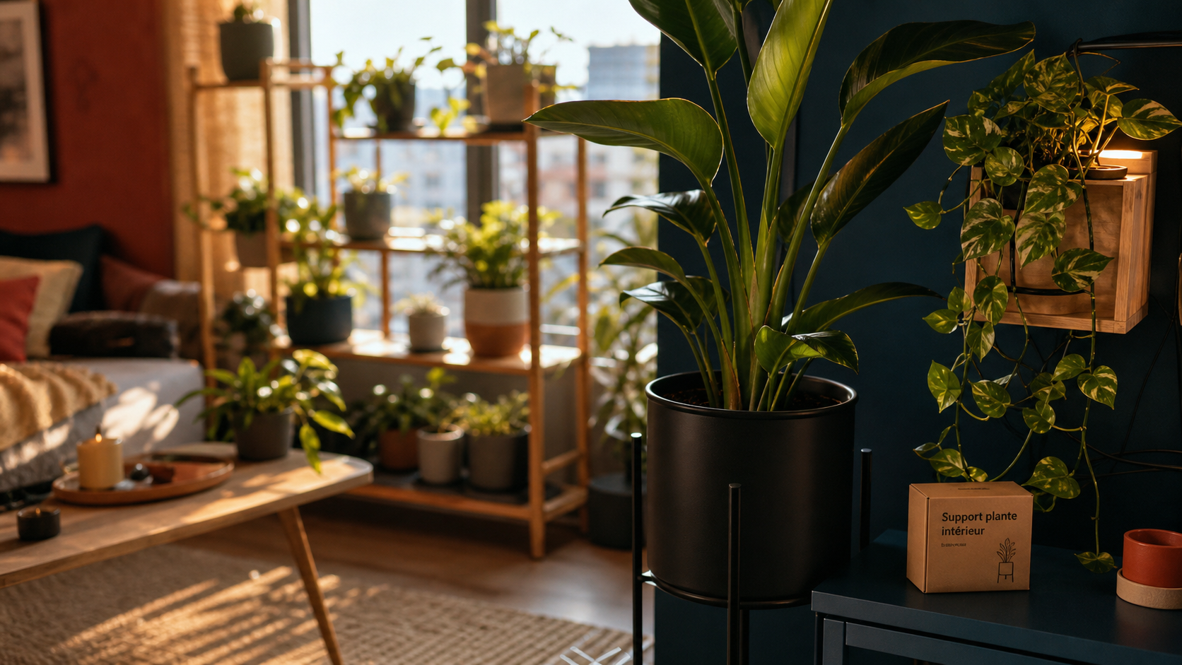 Support plante intérieur : stabilité anti-chute des pots