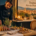 Traiteur aix en provence : cocktail dînatoire sur table dressée