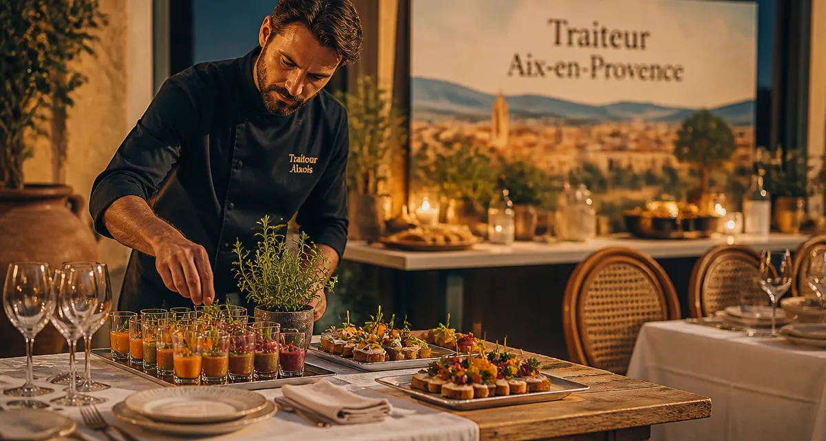 Traiteur aix en provence : cocktail dînatoire sur table dressée