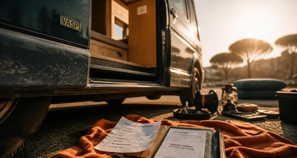 Van aménagé occasion pas cher avec checklist avant achat, documents et plancher