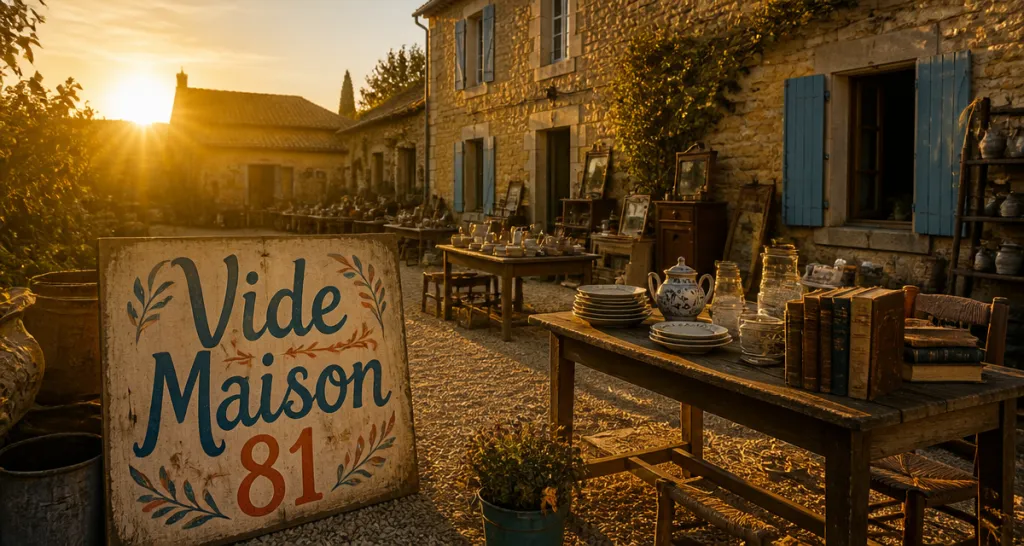 vide maison dans le 81 cour ferme tables objets