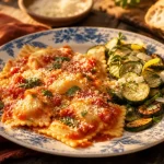 Accompagnement ravioli : sauce tomate, herbes et parmesan