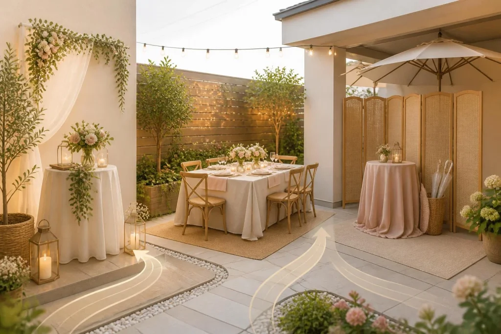 Aménager une salle de réception pour un mariage chez soi : 1 m², zones claires et plan B