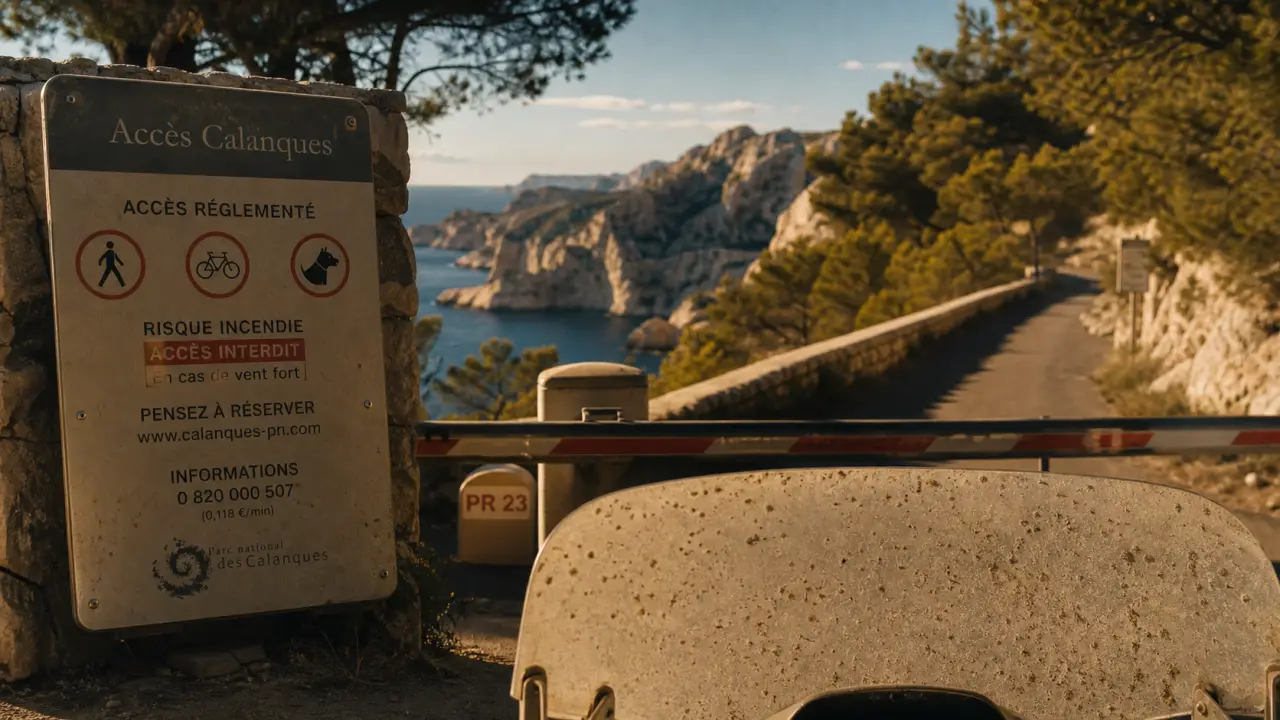 Accès réglementé calanques voiture, route vers les falaises