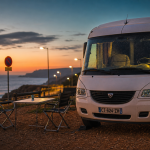 Camping car au Portugal sur aire autorisée, PERNOITAR, coucher de soleil Atlantique