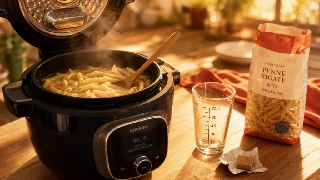 Comment cuire des pâtes au cookeo, 75 cl d’eau, pâtes penne