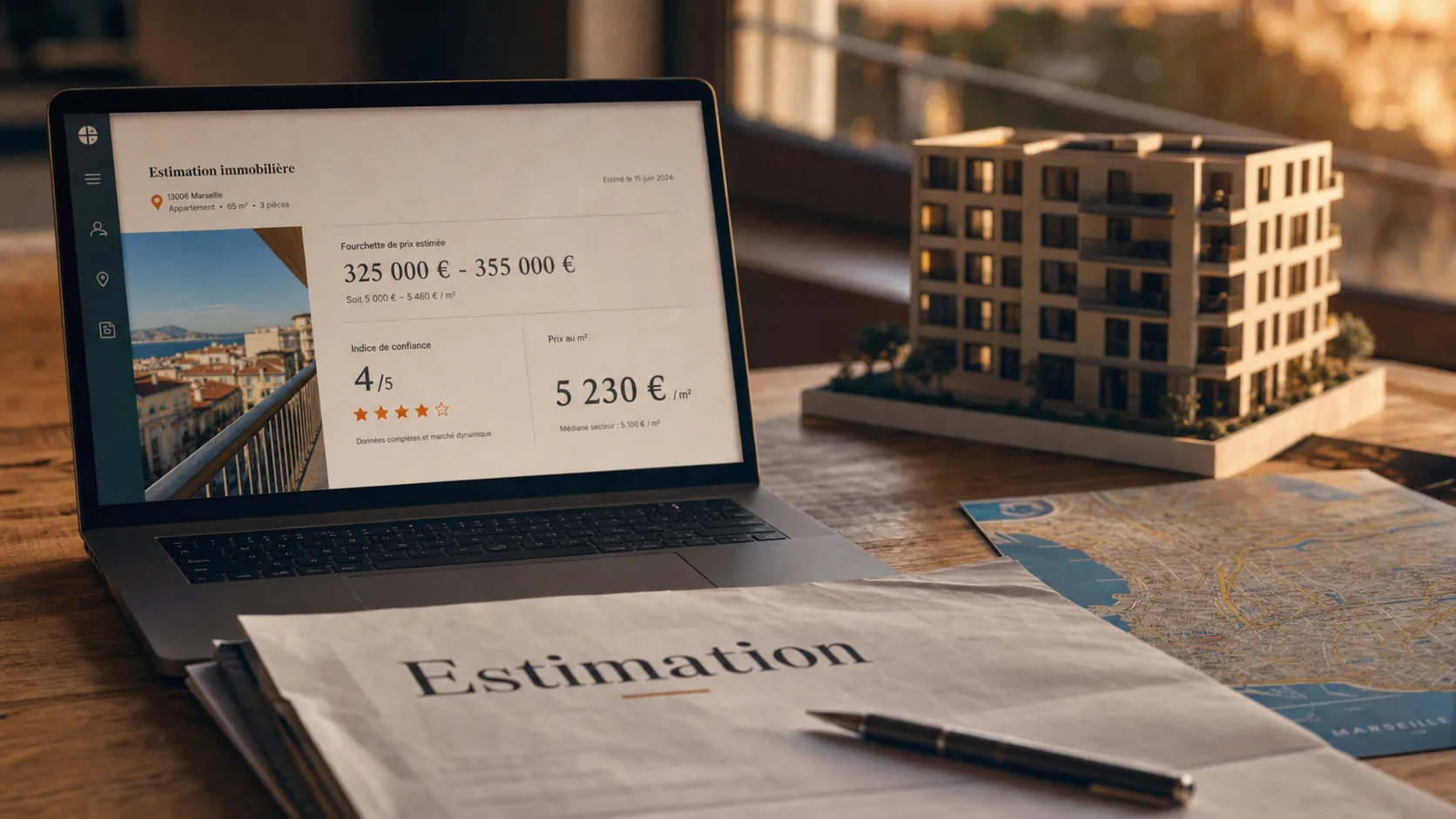 Estimation MeilleursAgents : indice de confiance, prix au m², net vendeur