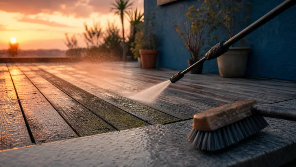 Kärcher pour nettoyer une terrasse : brosse et accessoires anti-dégâts, 140 bars max
