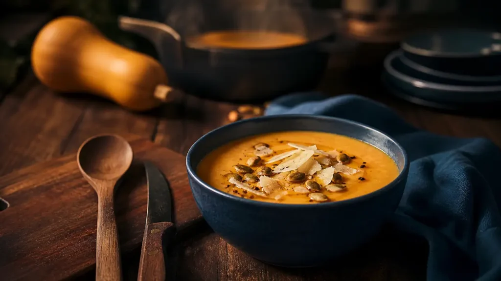 Recette courge jaune : velouté de courge jaune au parmesan