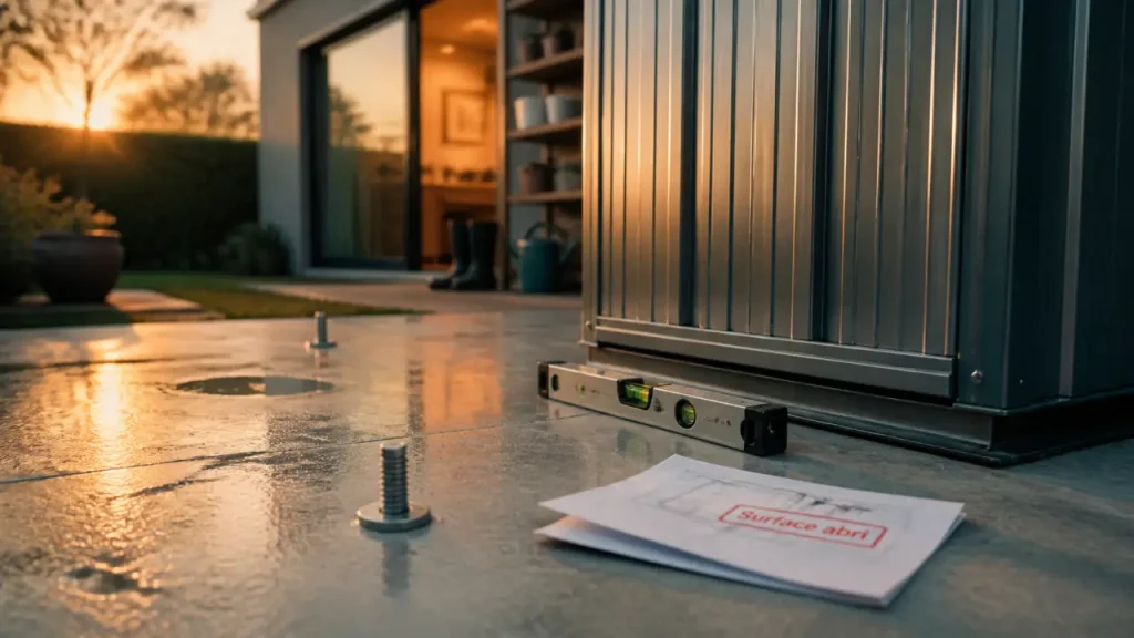 Abri de jardin aluminium sur dalle béton, à vérifier avant d’acheter