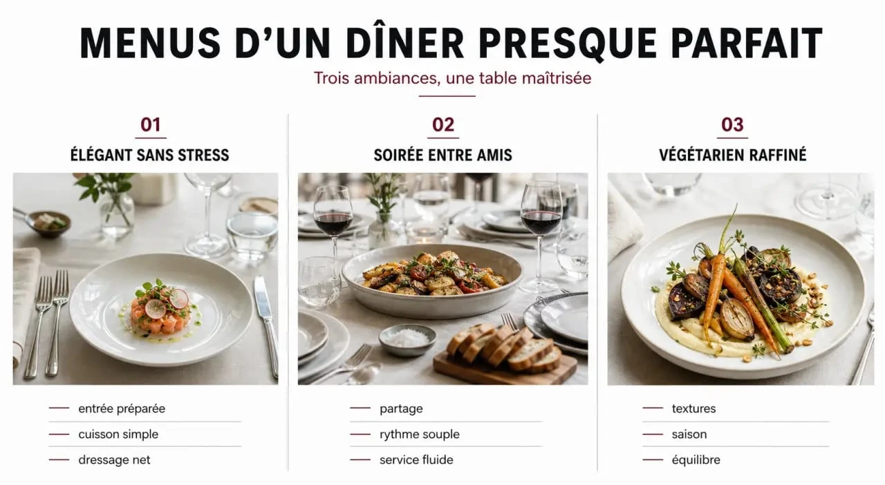 Idées de menu un diner presque parfait en trois ambiances pour réussir un repas raffiné
