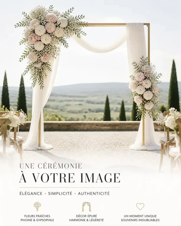 Arche fleurie pour une cérémonie de mariage chic et élégante
