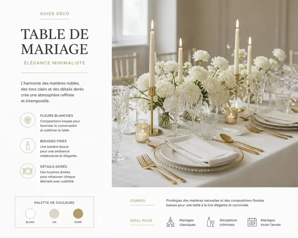 Décoration de table pour un mariage chic et élégant