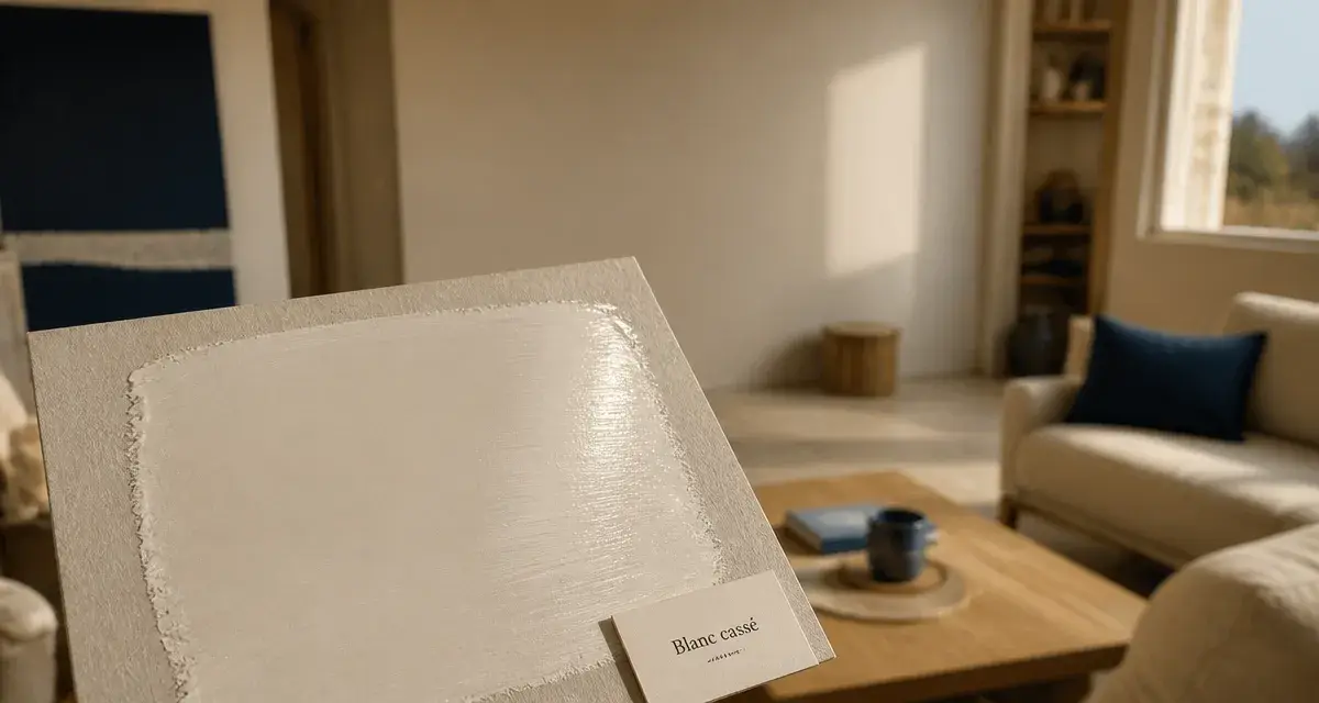 Peinture murale blanc cassé : échantillon crème-gris avant jaunissement