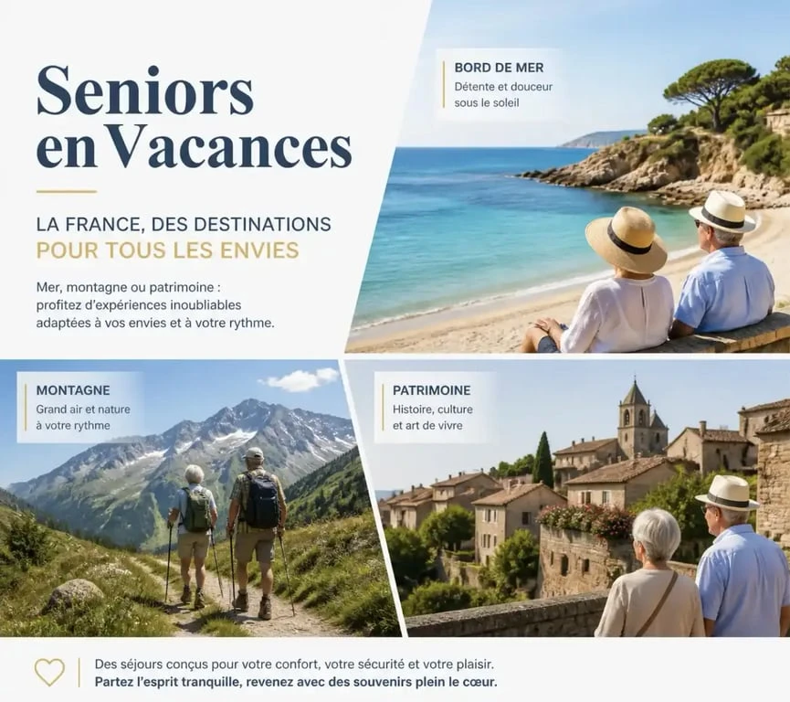 Destinations Seniors en Vacances 2025 : mer, montagne et patrimoine