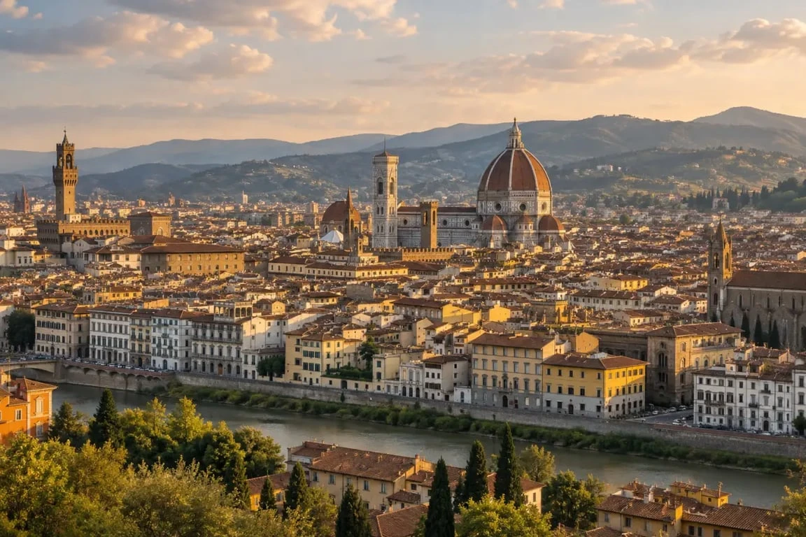 Ville en Italie à visiter : Florence et le Duomo depuis les collines toscanes