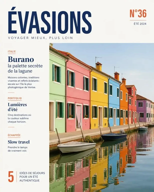 Maisons colorées de l'île de Burano, destination incontournable des îles d'Italie