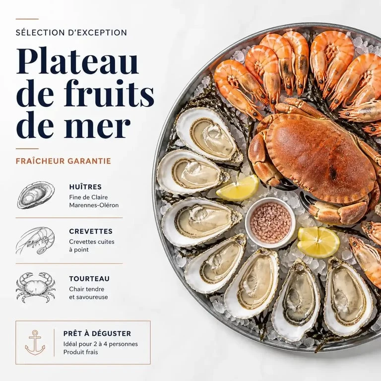 Plateau de fruits de mer frais dans un restaurant L'Ecailler